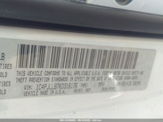 1C4PJLLB7KD316176 Jeep Cherokee Latitude Plus Fwd