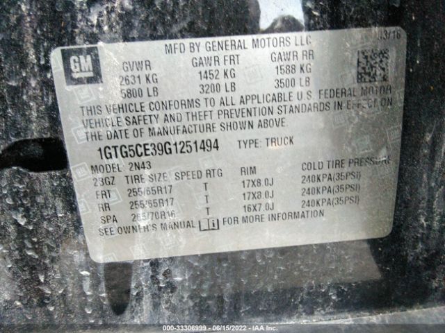 1GTG5CE39G1251494 GMC Canyon 2wd Sle