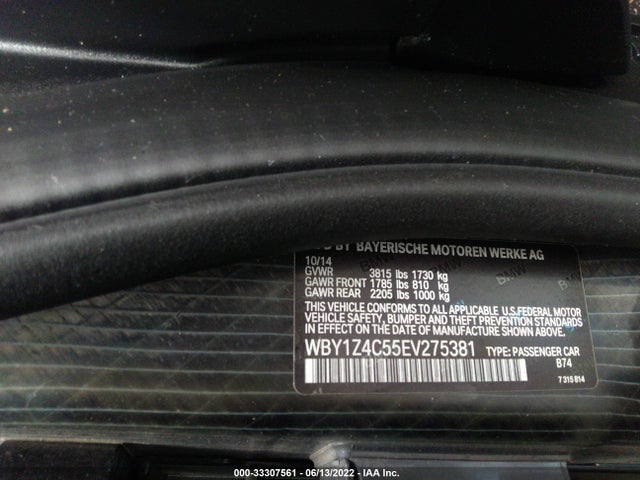 2014 BMW i3, VIN: WBY1Z4C55EV275381