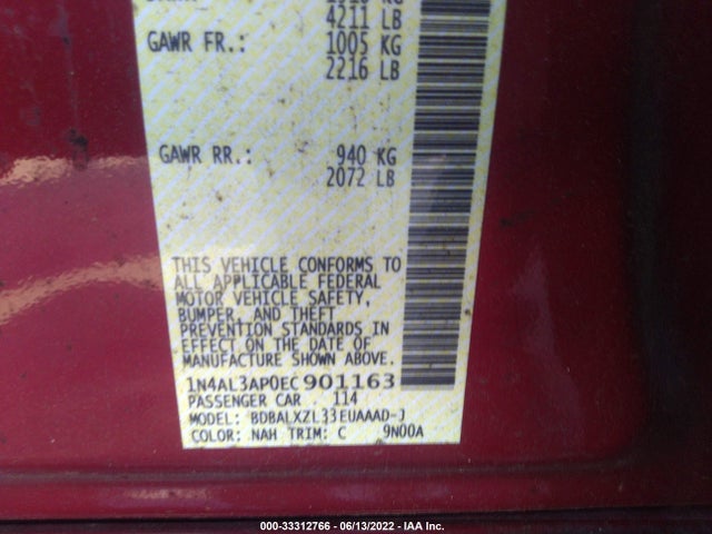 2014 NISSAN ALTIMA VIN: 1N4AL3AP0EC901163