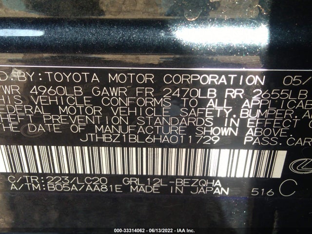 2017 Lexus GS, VIN: JTHBZ1BL6HA011729