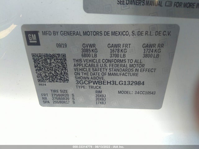 2020 Chevrolet Silverado 1500, VIN: 3GCPWBEH3LG132984