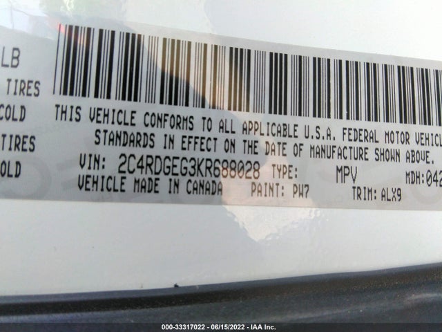Dodge Grand Caravan Gt 2019 2C4RDGEG3KR688028 Image 9