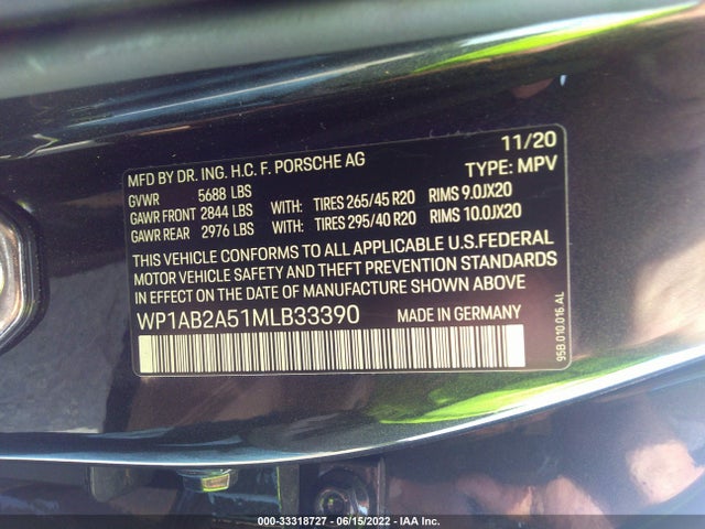 2021 Porsche Macan, VIN: WP1AB2A51MLB33390