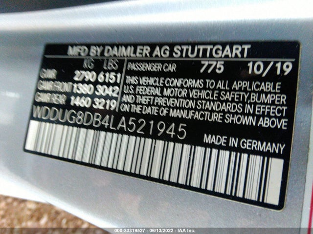 2020 Mercedes-Benz S-Class, VIN: WDDUG8DB4LA521945