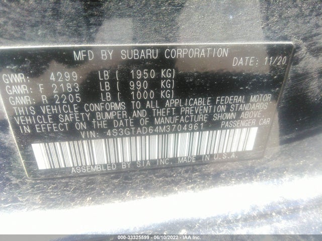 2021 Subaru Impreza, VIN: 4S3GTAD64M3704961
