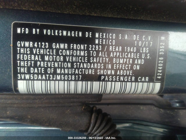 2018 Volkswagen Beetle, VIN: 3VW5DAAT3JM503817