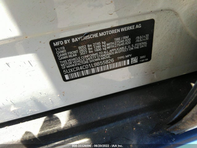 2020 BMW X5, VIN: 5UXCR4C01L9B55826