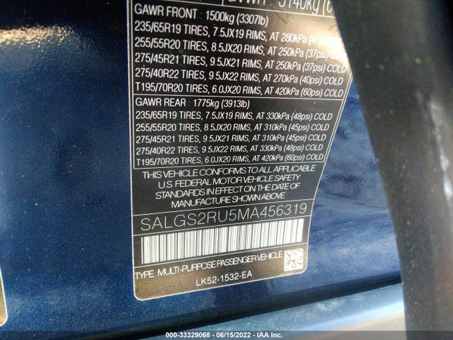 2021 Land Rover Range Rover, VIN: SALGS2RU5MA456319