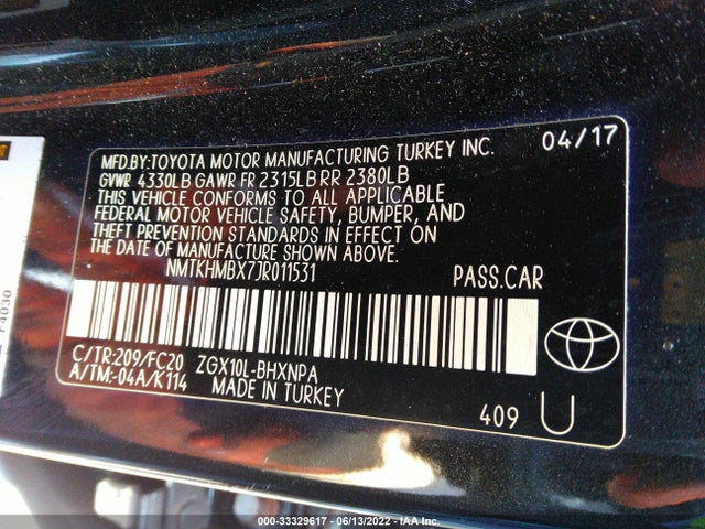 2018 Toyota CH-R, VIN: NMTKHMBX7JR011531