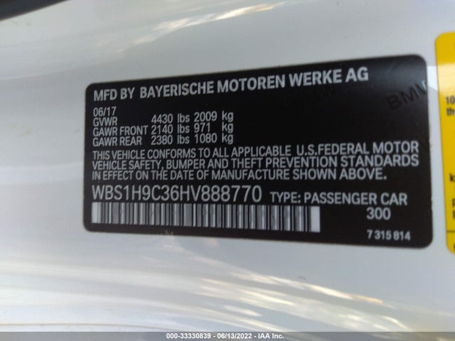 2017 BMW M2, VIN: WBS1H9C36HV888770