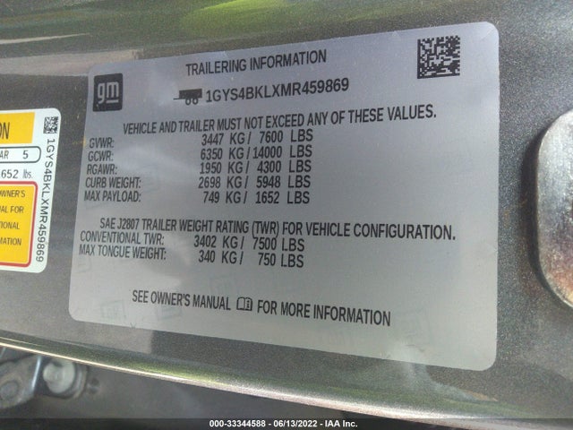 2021 Cadillac Escalade, VIN: 1GYS4BKLXMR459869