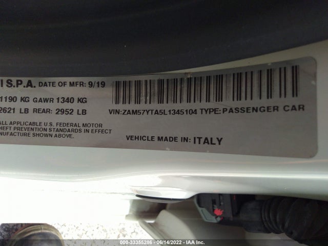 2020 Maserati Ghibli, VIN: ZAM57YTA5L1345104