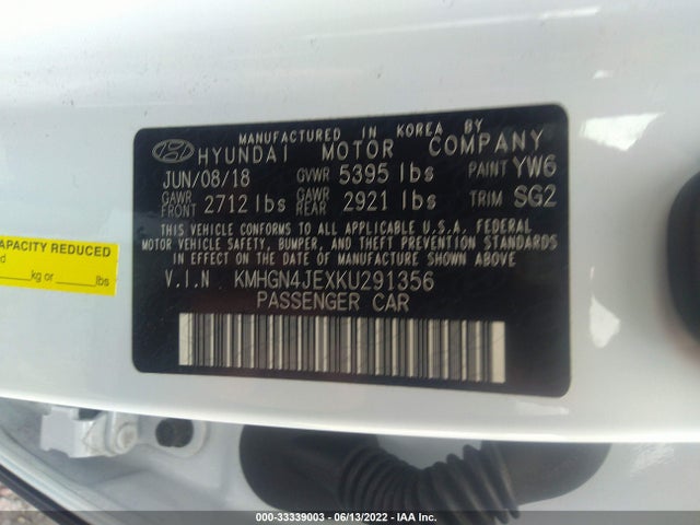 2019 Genesis G80, VIN: KMHGN4JEXKU291356