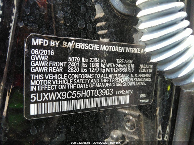 33339540 :رقم المزاد ، 5UXWX9C55H0T03903 vin ، 2017 Bmw X3 Xdrive28i مزاد بيع