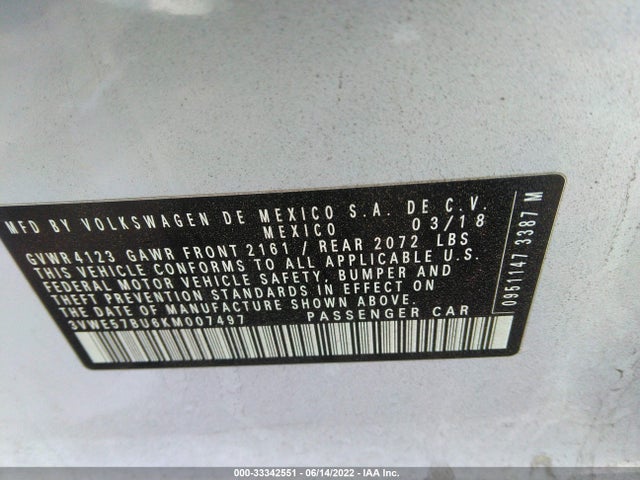 Volkswagen JETTA SEL 2019 3VWE57BU6KM007497 Image 10