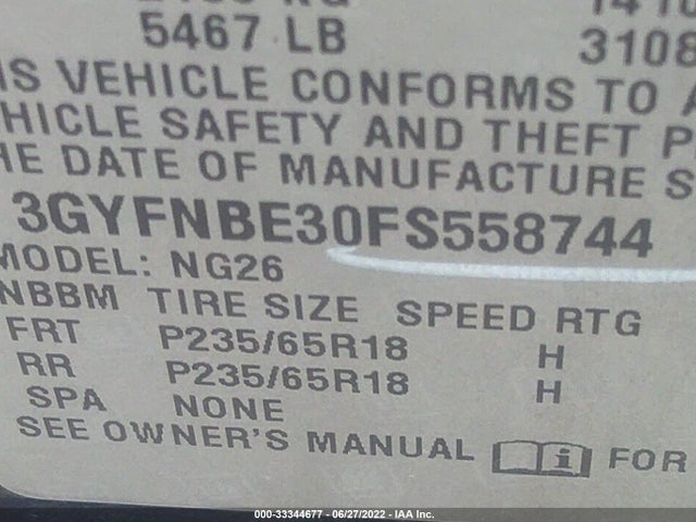 3GYFNBE30FS558744 Cadillac Srx Luxury Collection