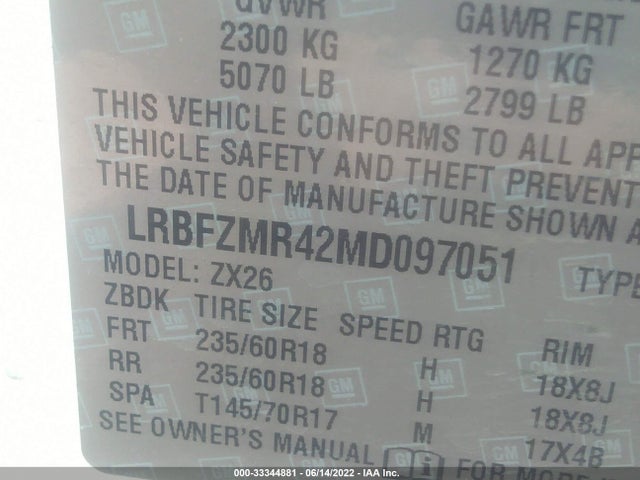 2021 Buick Envision, VIN: LRBFZMR42MD097051