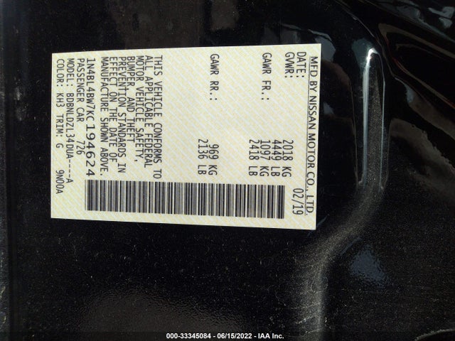 Nissan Altima 2.5 S 2019 1N4BL4BW7KC194624 Image 9