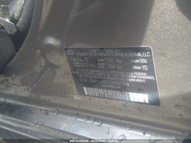 2013 HYUNDAI ELANTRA GLS VIN: 5NPDH4AE2DH291394
