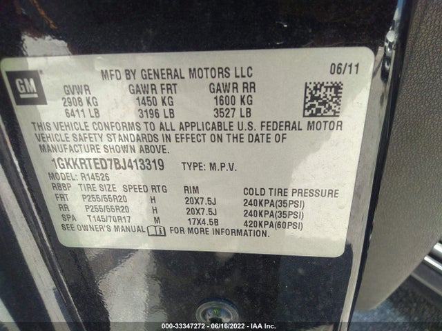 GMC Acadia Denali 2011 1GKKRTED7BJ413319 Image 10