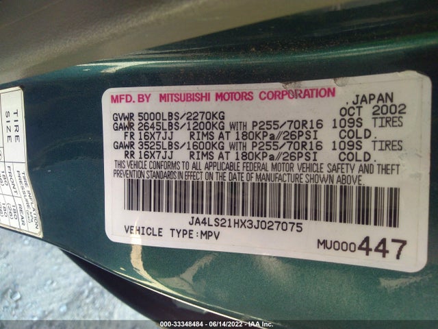 JA4LS21HX3J027075 Mitsubishi Montero Sport Es/ls