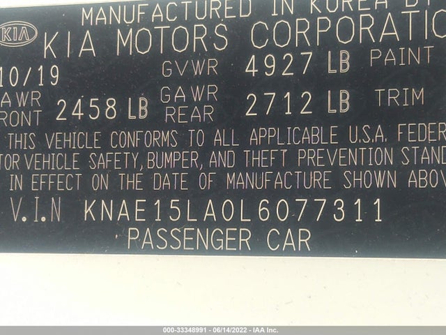 2020 Kia Stinger, VIN: KNAE15LA0L6077311