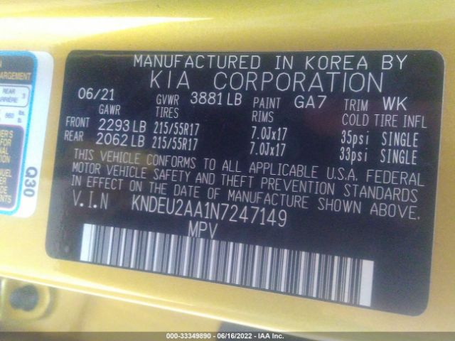 KNDEU2AA1N7247149 KIA SELTOS S
