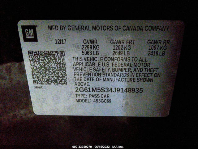2018 Cadillac XTS, VIN: 2G61M5S34J9148935