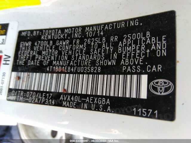 2015 Toyota Avalon, VIN: 4T1BD1EB4FU035828