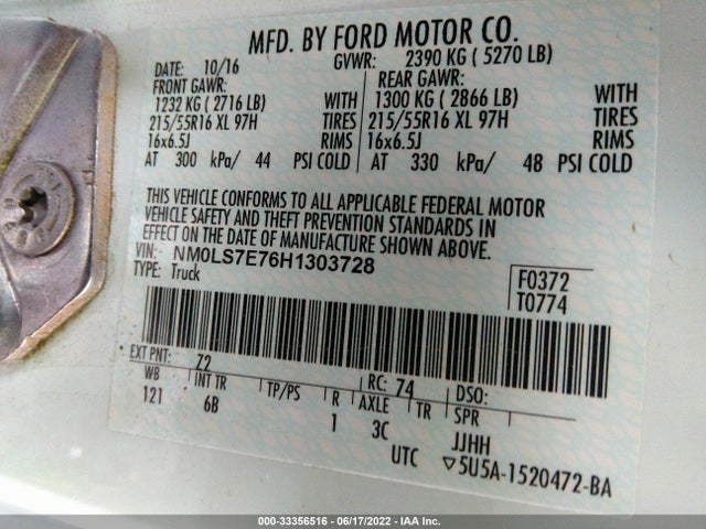 2017 Ford Transit Connect, VIN: NM0LS7E76H1303728