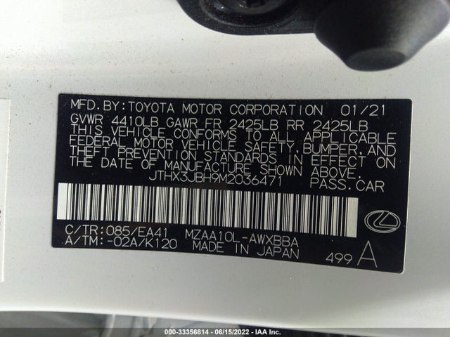 2021 Lexus UX, VIN: JTHX3JBH9M2036471