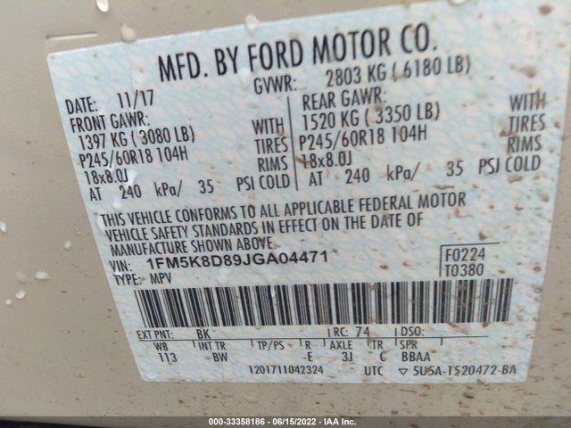 2018 Ford Explorer, VIN: 1FM5K8D89JGA04471