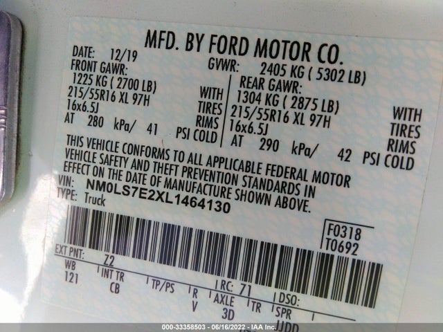 2020 Ford Transit Connect, VIN: NM0LS7E2XL1464130