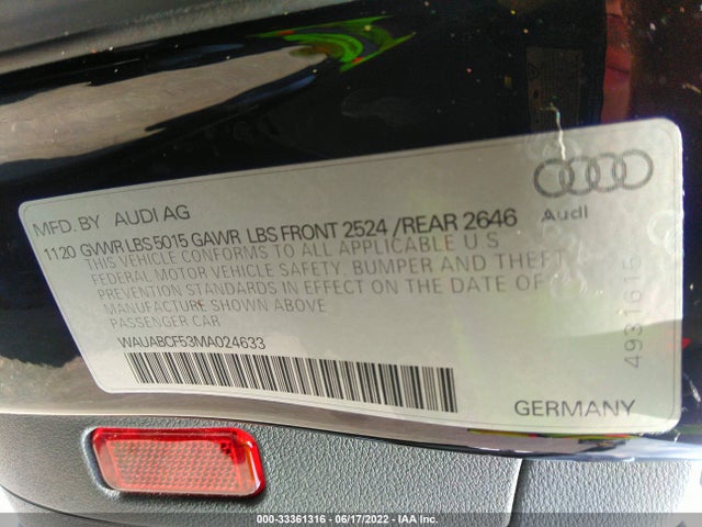2021 Audi A5, VIN: WAUABCF53MA024633