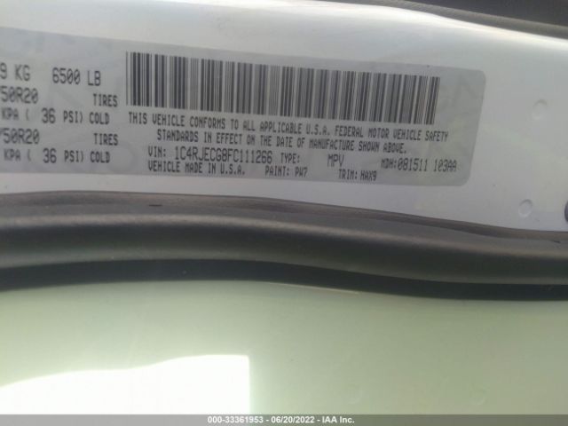 1C4RJECG8FC111266 Jeep Grand Cherokee High Altitude
