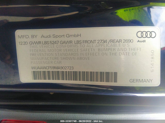 2021 Audi RS 5, VIN: WUAAWCF59MA902723