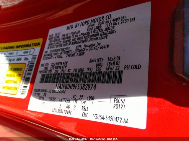 Ford Mustang Ecoboost Premium 2015 1FATP8UH9F5382974 Image 9