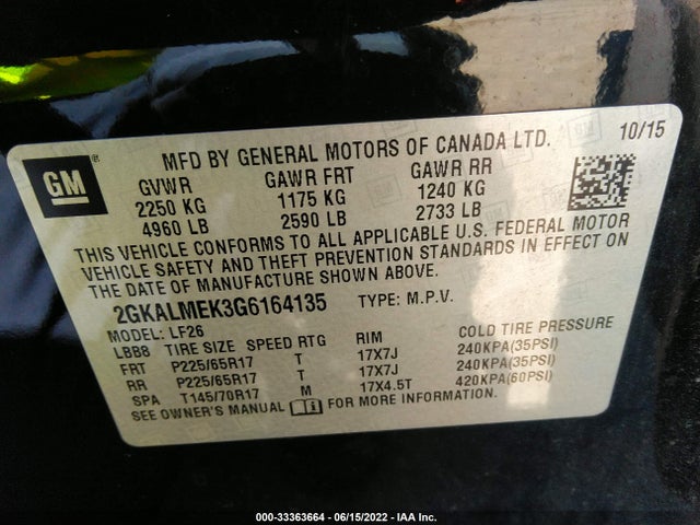 GMC Terrain Sle 2016 2GKALMEK3G6164135 Image 9