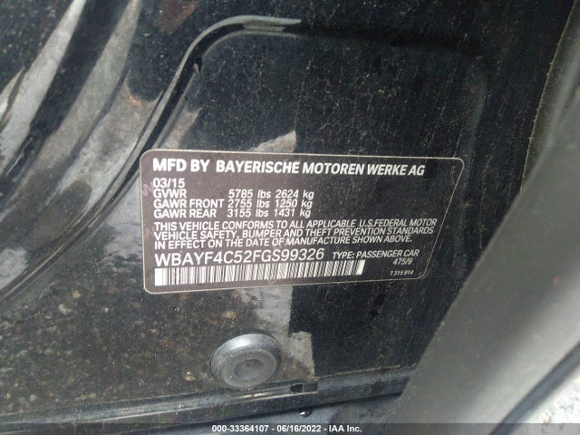 2015 BMW 7 Series, VIN: WBAYF4C52FGS99326