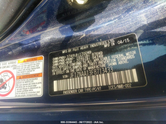 2015 Scion FR-S, VIN: JF1ZNAA13F8713433