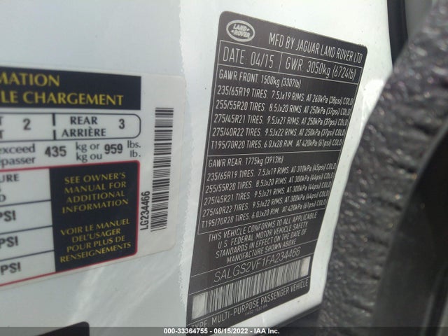 2015 Land Rover Range Rover, VIN: SALGS2VF1FA234466