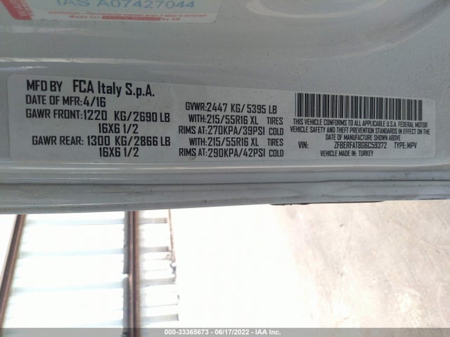 2016 Ram Promaster City, VIN: ZFBERFAT8G6C59372