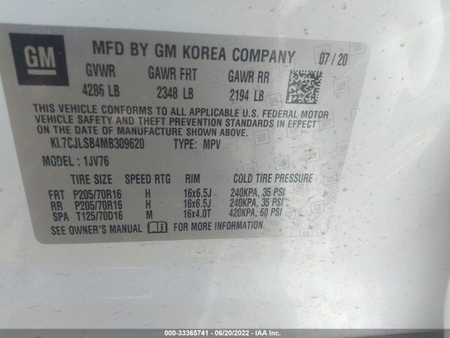 Chevrolet Trax Lt 2021 KL7CJLSB4MB309620 Image 9