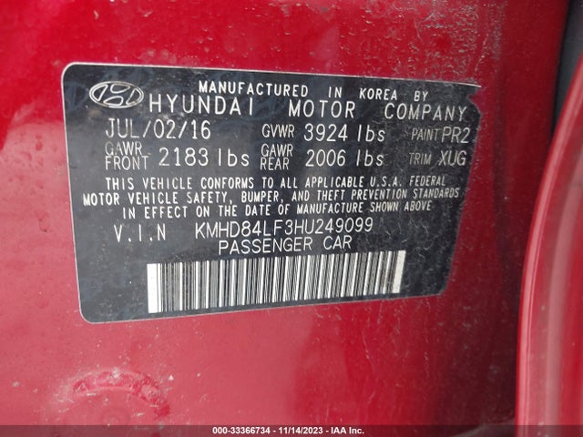 Hyundai Elantra Value Edition 2017 KMHD84LF3HU249099 Image 9