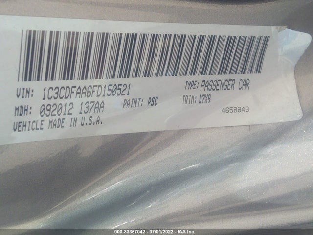 Dodge DART SE 2015 1C3CDFAA6FD150521 Image 9