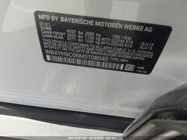 2021 BMW X2, VIN: WBXYH9C06M5T08040