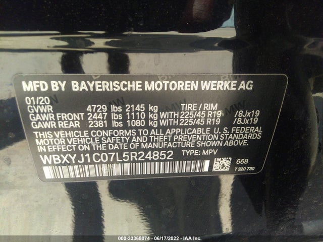 2020 BMW X2, VIN: WBXYJ1C07L5R24852