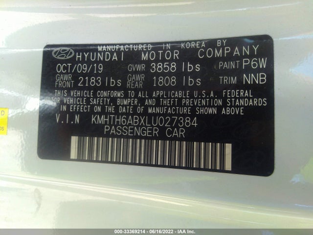 2020 Hyundai Veloster, VIN: KMHTH6ABXLU027384
