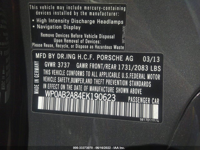 2014 Porsche Cayman, VIN: WP0AB2A84EK190623